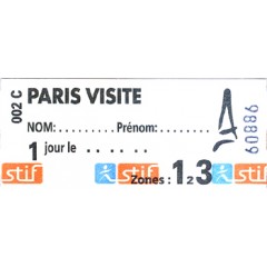 Paris Visite Travel Card Ticket Zones 1-3