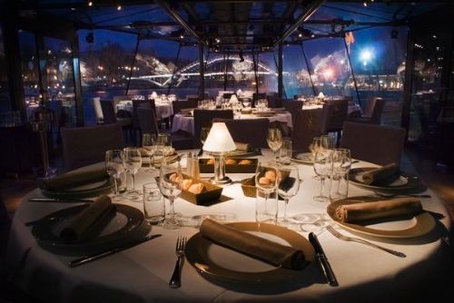 on board the bateaux parisiens dinner cruise along the River Seine